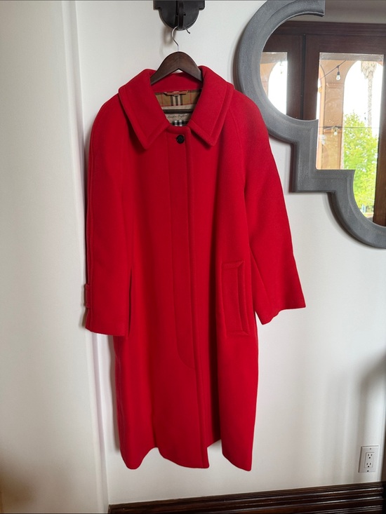 Burberry Jackets & Blazers - Burberry Red Wool Pea Coat